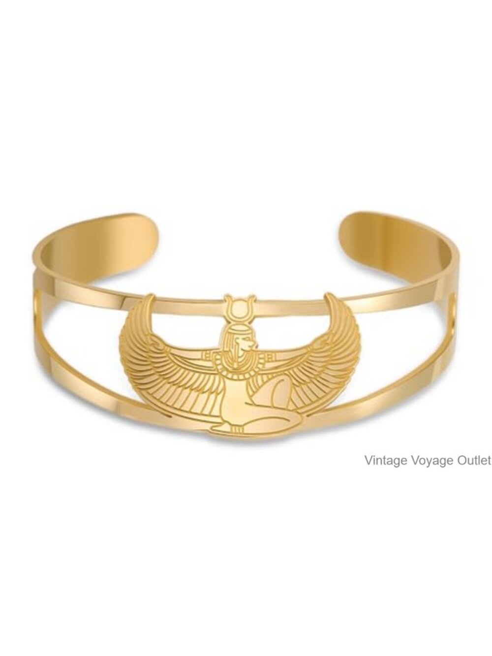 Stainless Steel Egyptian Goddess Isis Cuff Bracelet Adjustable Bangle